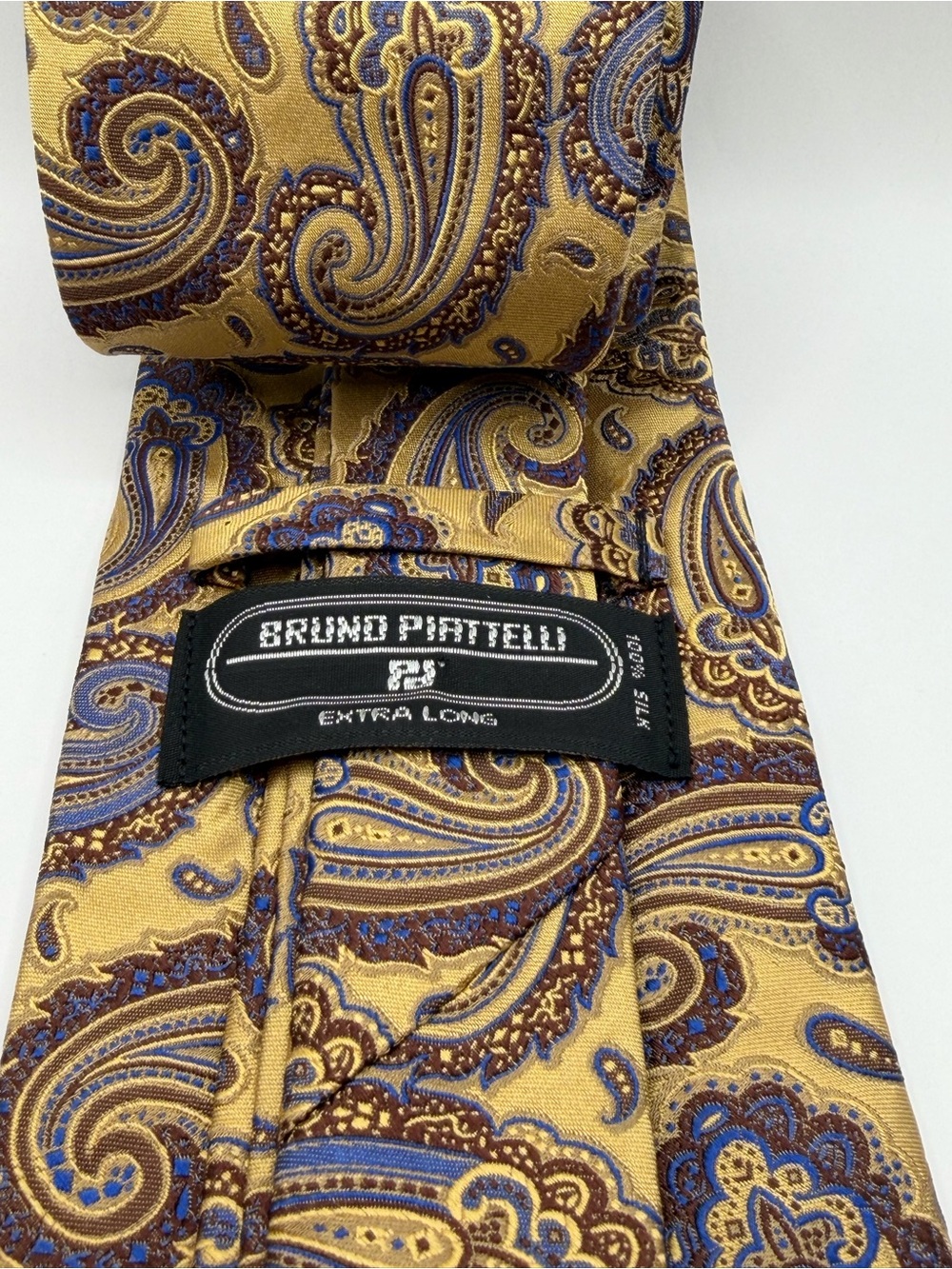 Bruno Piattelli Gold Paisley Silk Tie XL